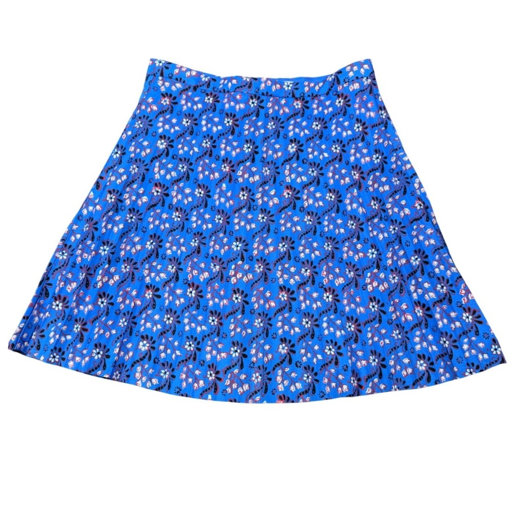 J.Crew‎ Blue Floral Print Pleated Mini Skirt Size 2